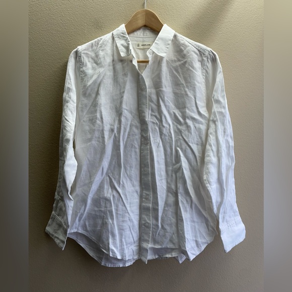 New Everlane Women The Must Have Shirt in Linen White Size 4 - Picture 6 of 13